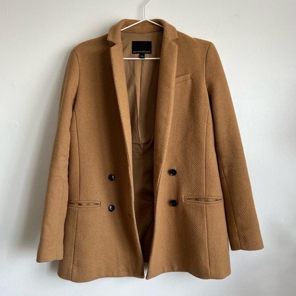 Banana Republic Wool Blend Camel Double-Breasted Blazer Coat - Picture 3 of 5